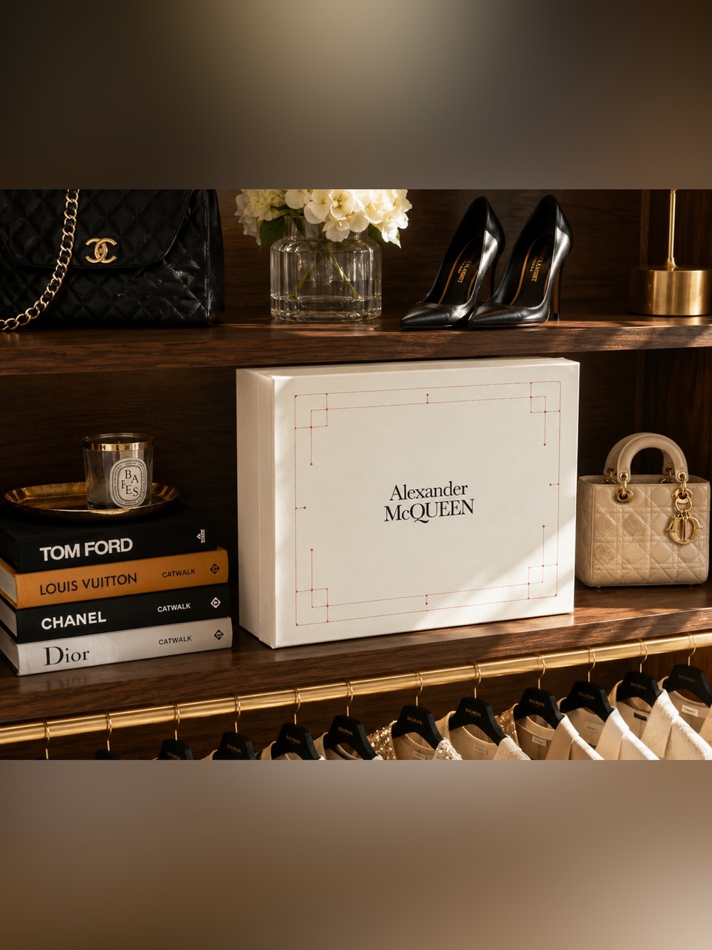 Alexander McQueen Empty Shoe Box with Original Tissue Paper Luxury Storage Displ